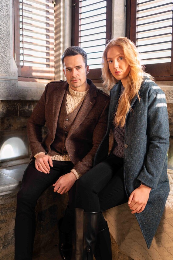 Abrigo de ciudad de tweed celta abrigo de ciudad de tweed con espiga azul abrigo de invierno de lana para mujer abrigo de ciudad para mujer Etsy Espana