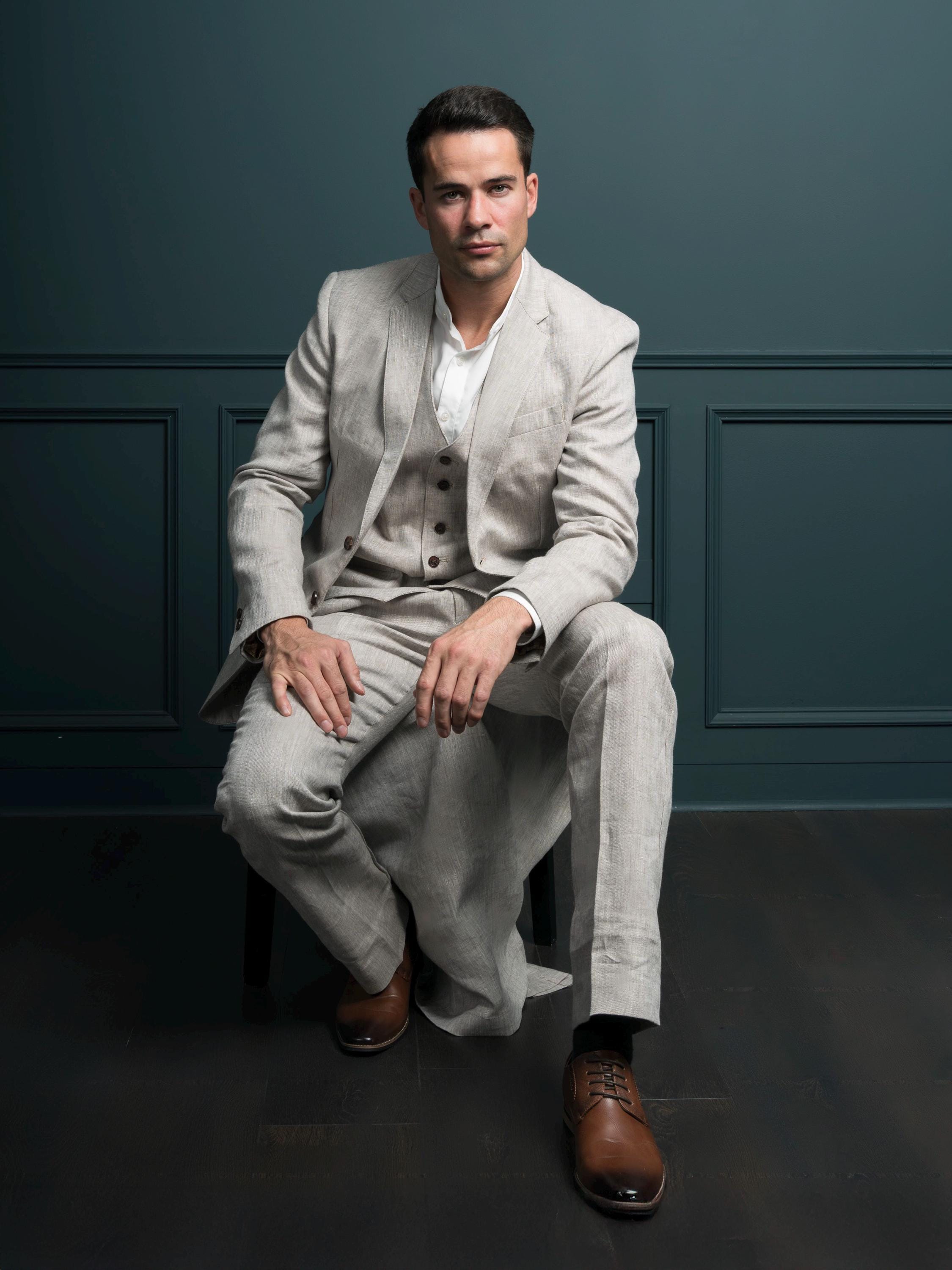 Men's Desert Linen Jacket | Summer Blazer for Men | Irish Linen Clothing | Wedding Blazer | Smart Casual Jacket | Handmade Irish Gift