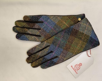 Guantes de tweed Harris para mujer con cuadros marrones / Guantes de tweed de lana para mujer / Estilo elegante de invierno / Idea de regalo perfecta / Regalos irlandeses / Regalos para ella