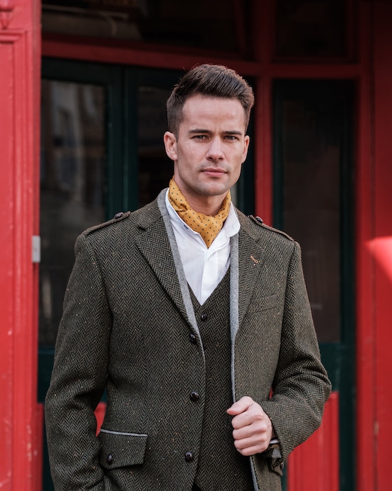 Pearse Green Herringbone Tweed Jacket Men's Green Tweed - Etsy Denmark
