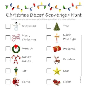 Christmas Decor Scavenger Hunt Printable