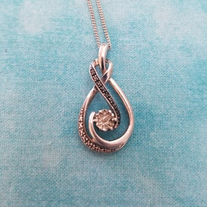 CP535 Diamant-Anhänger in Sterling Silber mit Sterling Silber Bordstein Kette Halskette