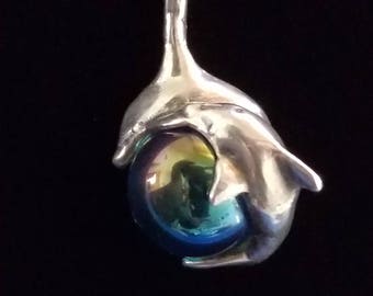 CP122 Dolphin Pendant in Sterling with Sterling Silver Necklace - Vintage