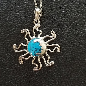 CP233 ターコイズ スターリング シルバー ネックレス、ターコイズ