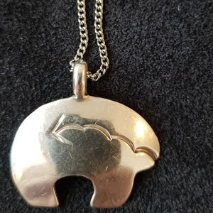 CP483 Stylized Spirit Bear Sterling Silver Pendant with Sterling Silver Foxtail Necklace - Vintage