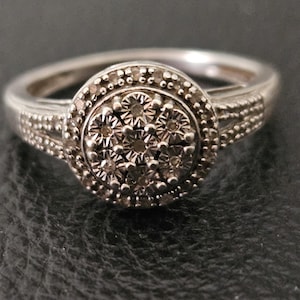 R017 Diamond Ring in Sterling Silver - Vintage
