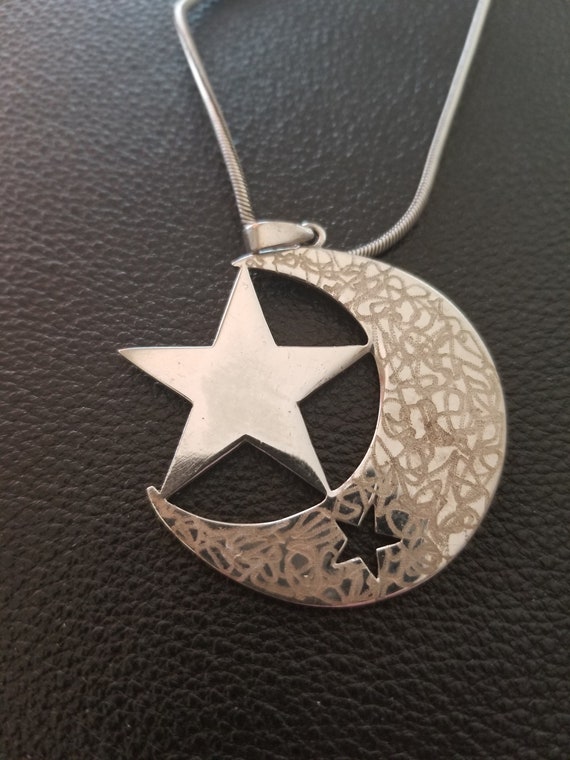 CP607 Moon & Star Cut Out Pendant in Sterling Sil… - image 4