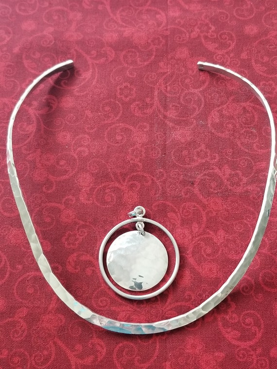 CP466 Hammered Collar Sterling Silver with Sterli… - image 2