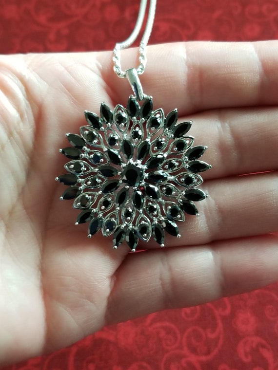 CP037: Onyx Starburst Pendant in Sterling Silver … - image 1