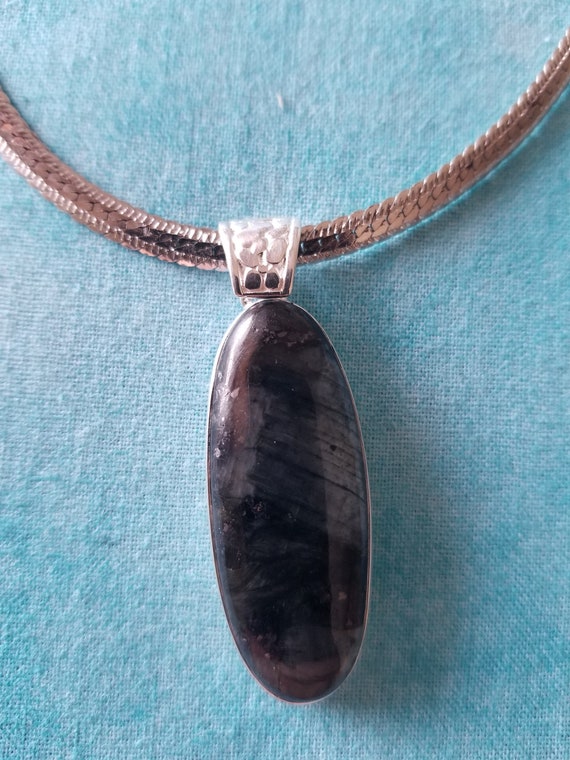 CP434 Black Moonstone Pendant in Sterling Silver … - image 1