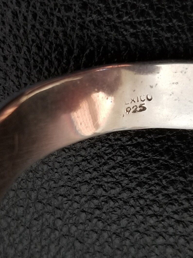 BA045 Cuff Cutout Bracelet with MOP Stone in Sterling Silver Vintage