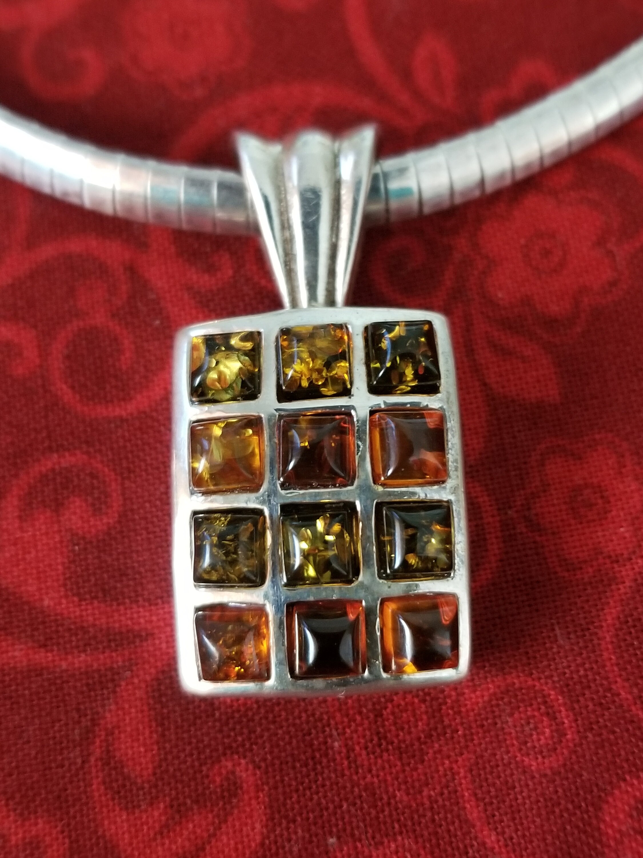 CP538 Amber Sterling Silver Pendant With Sterling Silver