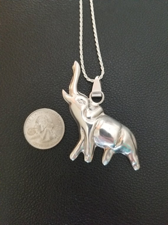 CP287 Large Lucky Elephant Sterling Silver Pendan… - image 4