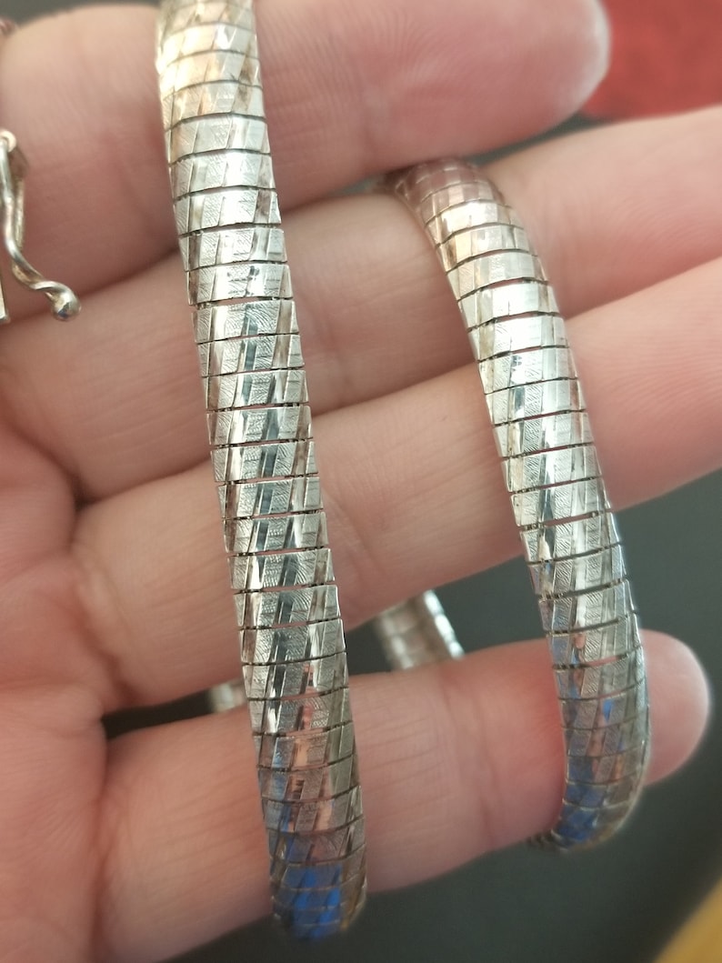 Omega Chain Pattern C161 Patterned Omega Chain Necklace in Sterling Silver With Safety ...