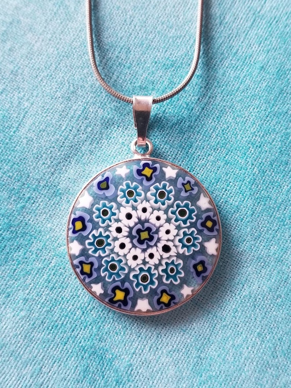 CP415 Millefiori Pendant in Sterling Silver with … - image 2