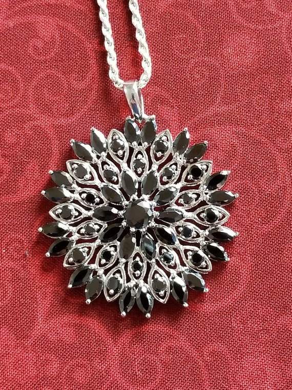 CP037: Onyx Starburst Pendant in Sterling Silver … - image 4