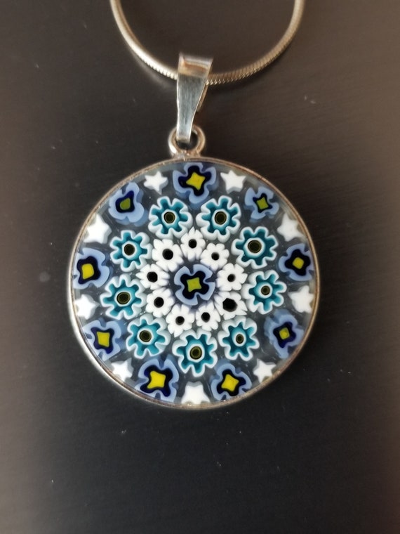 CP415 Millefiori Pendant in Sterling Silver with … - image 1