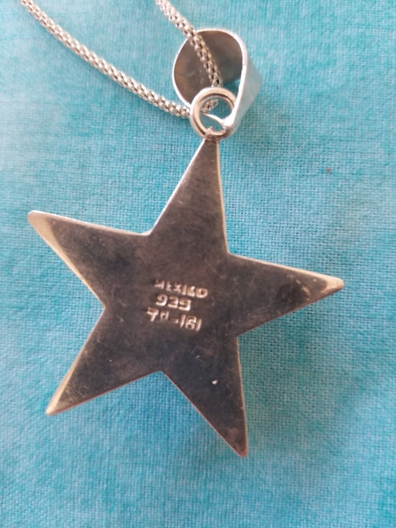 CP225 Turquoise Star Pendant in Sterling Silver a… - image 5