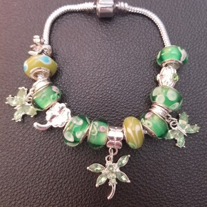 BR165 European Charm Bracelet in Sterling Silver with Beads - Vintage