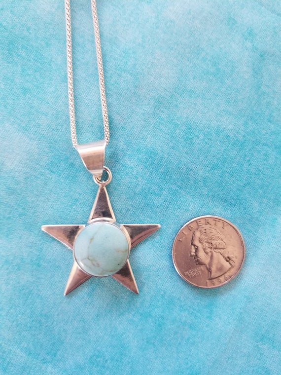 CP225 Turquoise Star Pendant in Sterling Silver a… - image 4