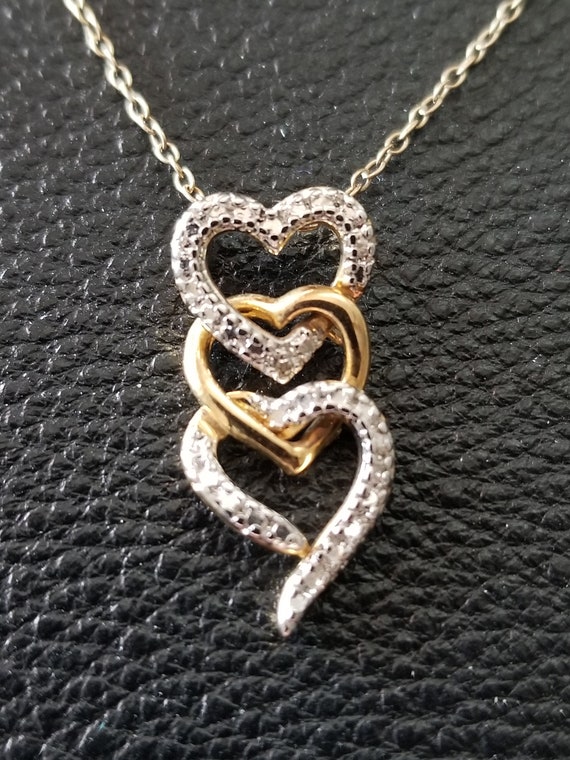 CP598 Diamond Heart Pendant in Sterling Silver wi… - image 1
