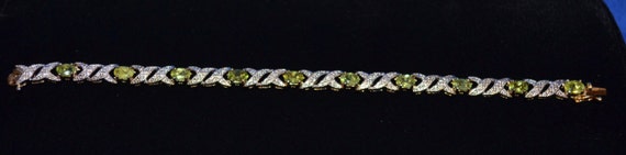 BR035 Diamond & Peridot Sterling Silver Bracelet … - image 5