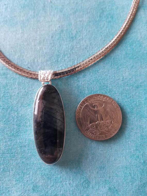 CP434 Black Moonstone Pendant in Sterling Silver … - image 5