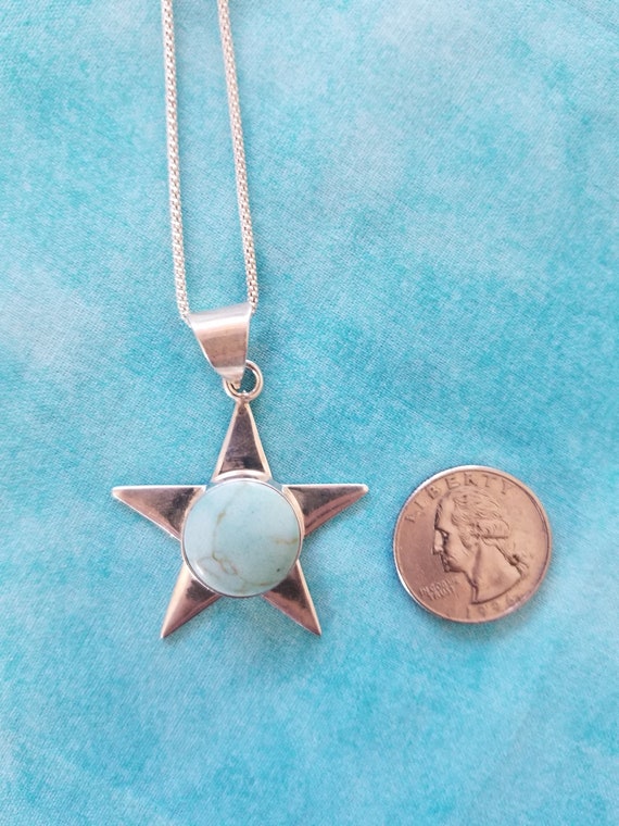 CP225 Turquoise Star Pendant in Sterling Silver a… - image 3