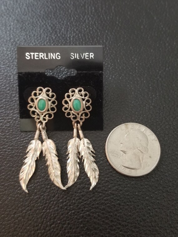 E159 Southwestern Sterling Silver Earrings with L… - image 3