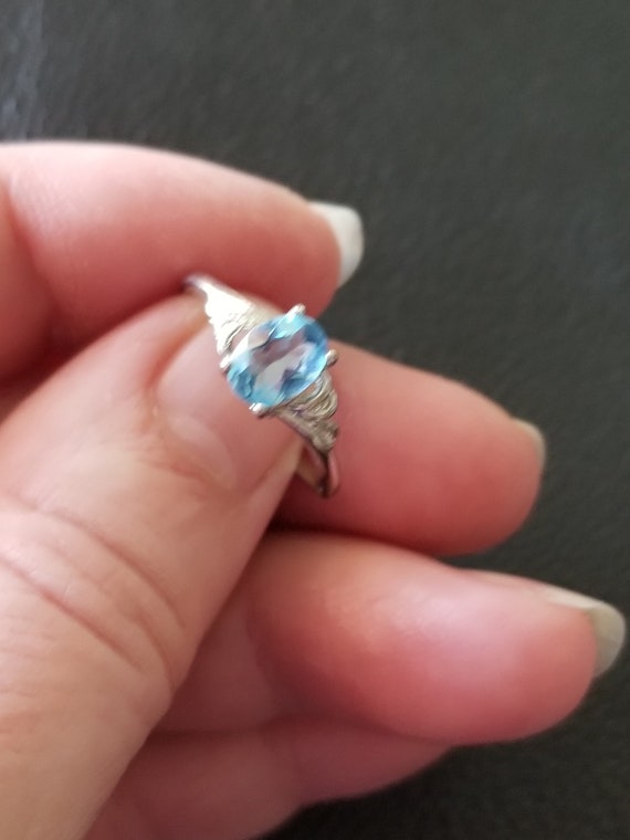 R044 Blue Quartz Sterling Silver Ring - Vintage - image 2