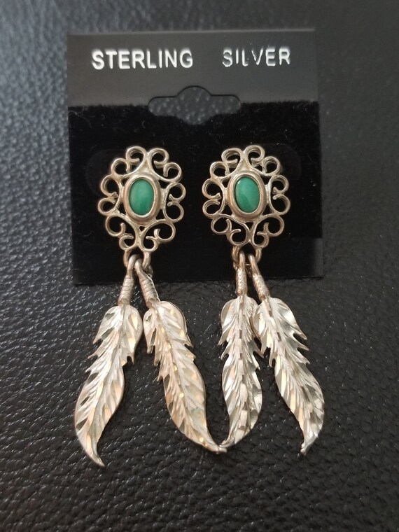 E159 Southwestern Sterling Silver Earrings with L… - image 6