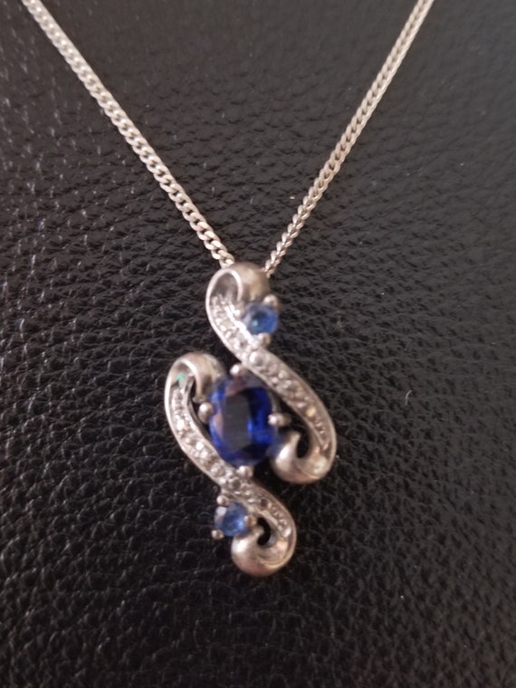 CP027 Diamond and Blue Stone Slide Pendant with St