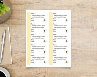 Bee Primary Assignment Sticker Printable on Label Template 6528 || LDS Primary Presidency Printable