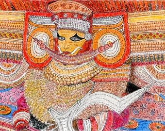 THEYYAM Performance, Kerala. Ink and Watercolour.