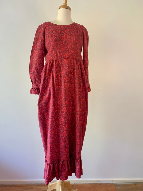 1970s Vintage Homemade Long Flowing Red Paisley M… - image 4