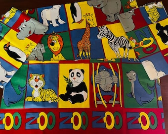 Fundas de almohada vintage de animales del zoológico NOS/Fundas de almohada de algodón de animales hermosos/Funda de almohada de animales de circo de monos, gorilas, jirafas, leones y focas