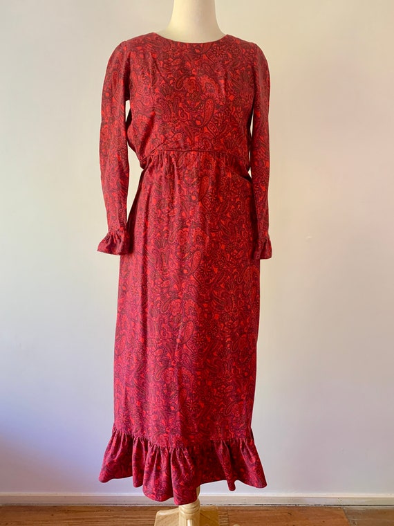 1970s Vintage Homemade Long Flowing Red Paisley M… - image 7