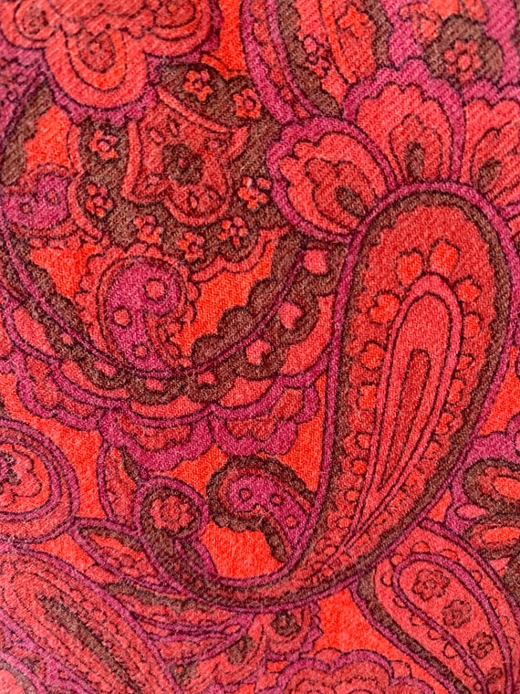 1970s Vintage Homemade Long Flowing Red Paisley M… - image 9