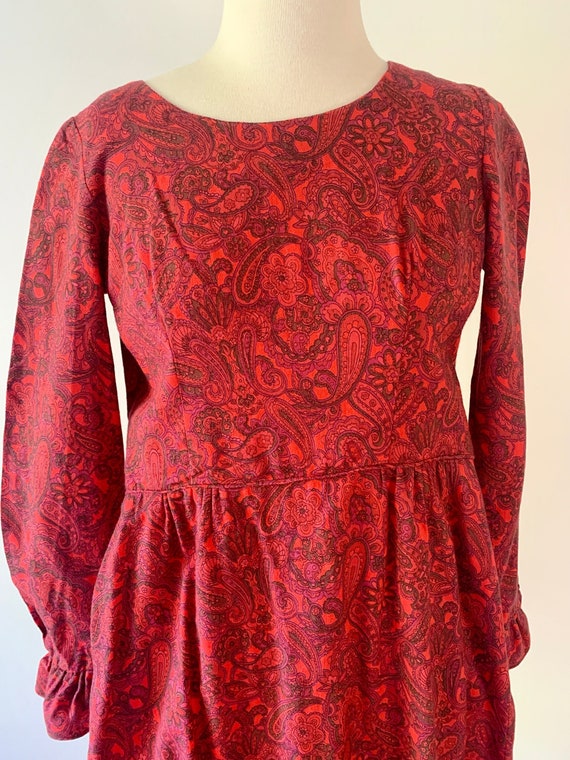1970s Vintage Homemade Long Flowing Red Paisley M… - image 1