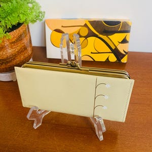 Vintage 60s MCM Lady Buxton Cream Leather Daisy Wallet/NOS Clutch/Lady Buxton Cream Leather Wallet & Double Sided Purse/Retro Wedding