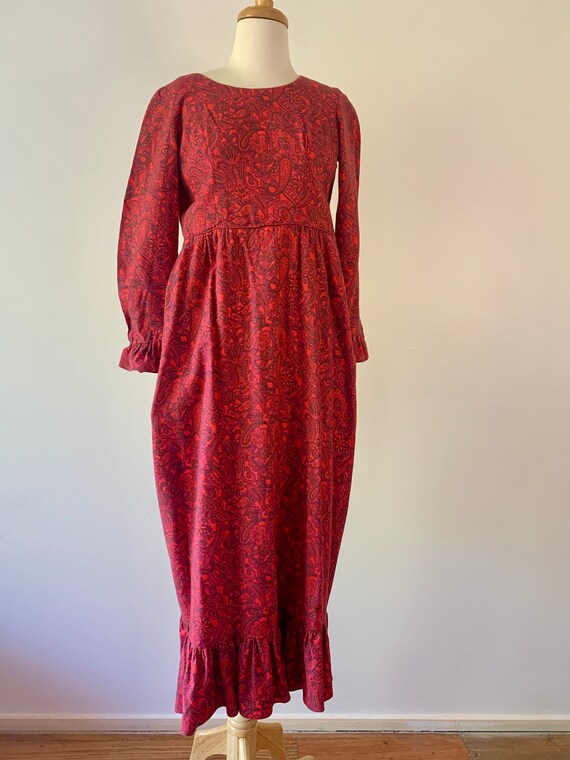 1970s Vintage Homemade Long Flowing Red Paisley M… - image 2