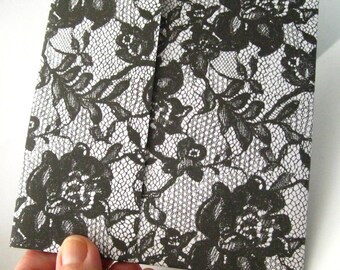 6 CD/DVD covers Envelopes black and white lace pattern cards CD Event Video Disk jacket Cover Photo disk square Photo 5 in square envelope