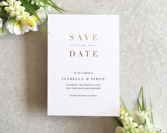 Isabella Folie & Inkt Save the Date - Goudfolie Save the Date - Save the Date Ansichtkaart - Bruiloft Save the Date Uitnodiging - Rose Gold Wedding