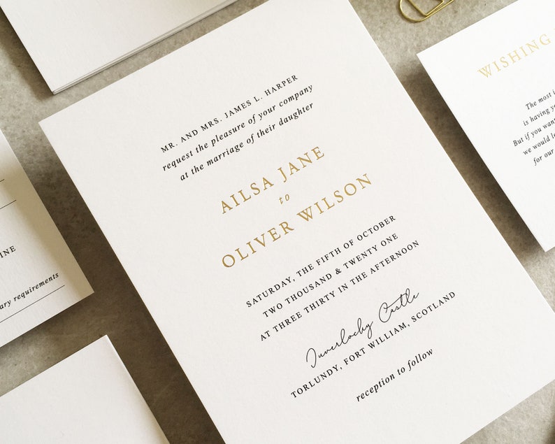 Ailsa Foil Print Concertina Wedding Invitation & Save the Date. Folding Wedding Invitations. Gold Foil Wedding Invite. Luxury Wedding. image 5