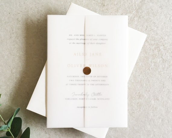 Transparent Vellum Wrap for invitations - Daylight Letters