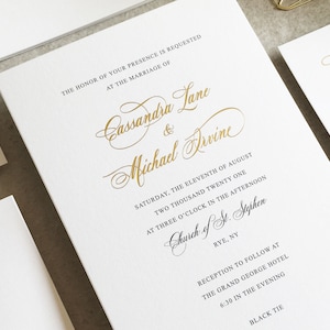 Cassandra Ink & Foil Hochzeitseinladungs-Set - Kalligraphie Hochzeitseinladung - Elegante Schrift Hochzeitseinladung - Klassische Hochzeitseinladung