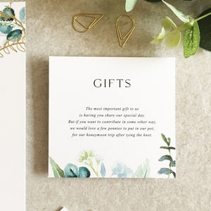Elena Greenery Flat Wedding Invitation Set - Luxury Flat Wedding Invitation Bundle - Foliage Wedding - Eucalyptus - Gold Foil Invitations image 3