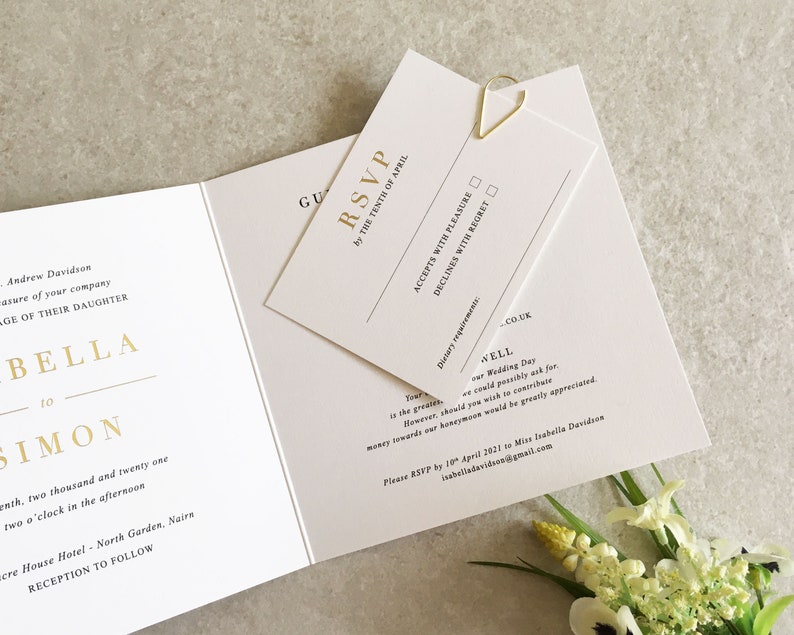 Isabella Ink & Foil Wedding Invitation Set Wedding Invite Foil Wedding Invitation Gold Wedding Invitation Elegant Wedding Invitation image 8