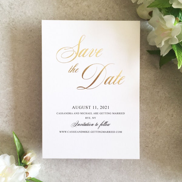 Cassandra Foil & Ink Save the Date - Classic Save the date Invitation - Script Save the Date Card - Elegant Save the Date - Gold Save Date