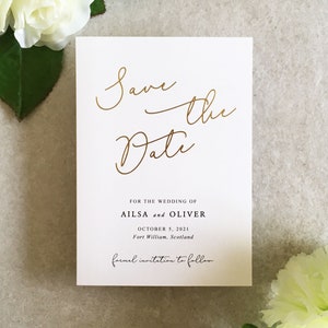 Ailsa Foil & Ink Save the Date - Modern Calligraphy Save the Date - Foil Save the Date - Gold, Rose Gold, Silver Save the Date Invitation